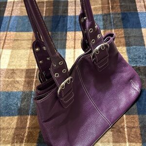 Tignanello Deep Purple Leather Shoulder Bag